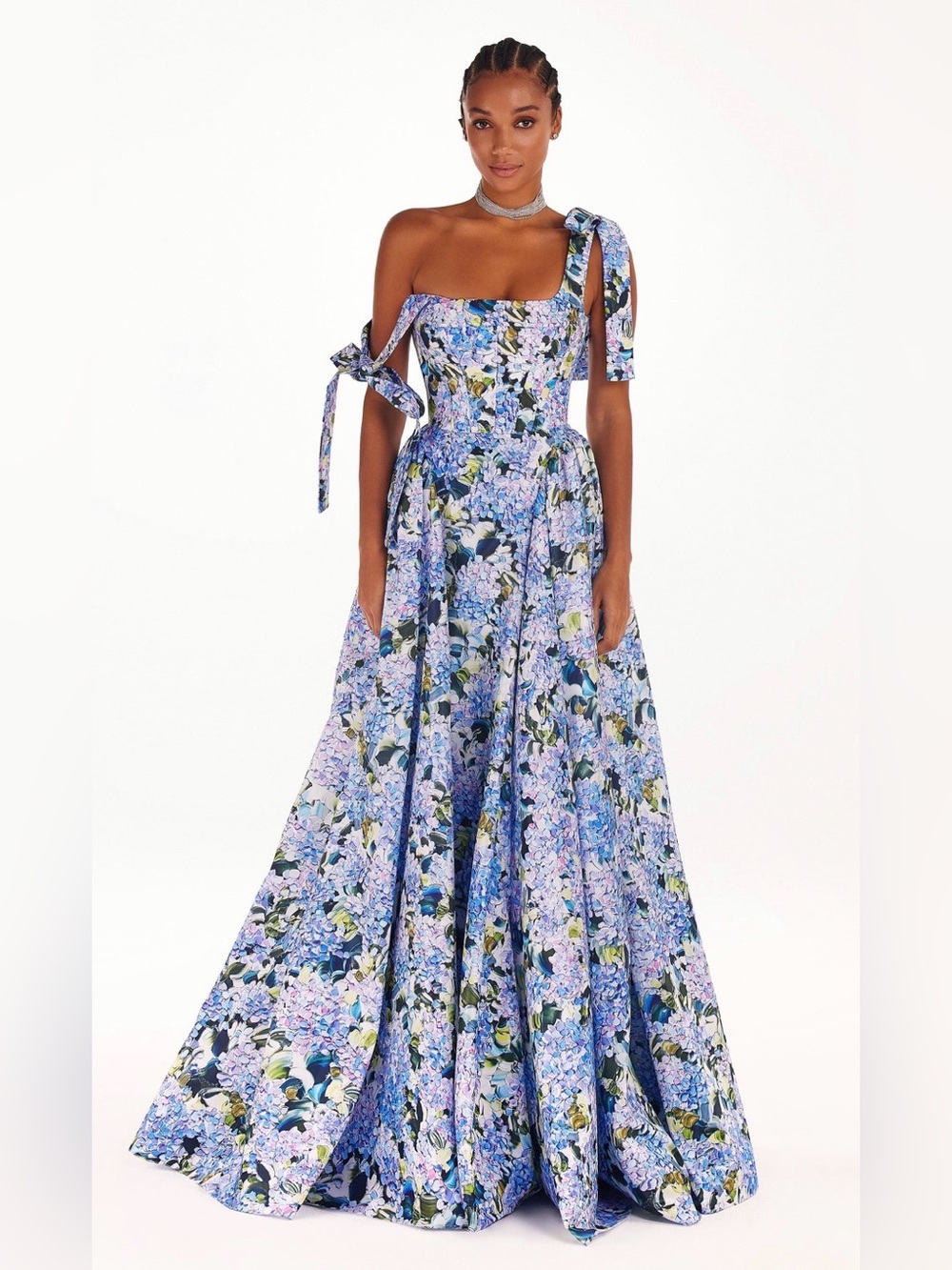 Milla blue hydrangea strapped maxi dress XXL